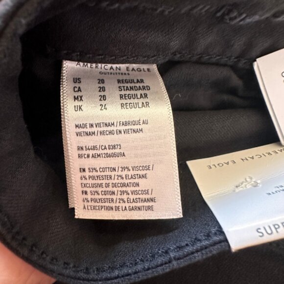 NEW American Eagle Next Level Super High-Waisted Jegging Size 20 Regular Black - Picture 6 of 7